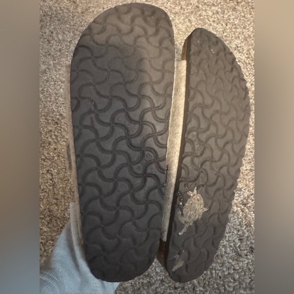 Birkenstock Wool Felt Beige Arizona Comfort Slides - Picture 3 of 4